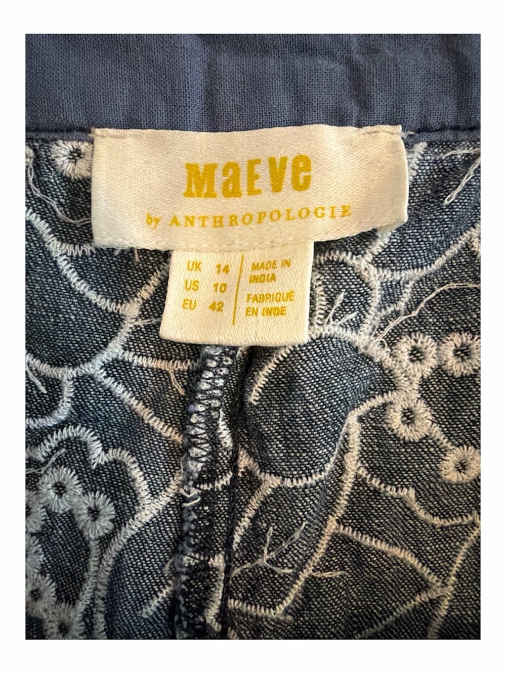 MAEVE by Anthropologie Navy Floral Lace-Trim Skort size 10 - Picture 4 of 5